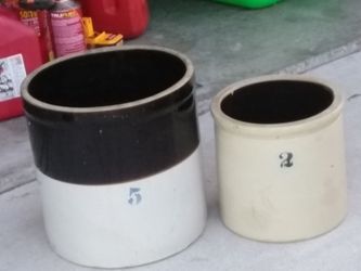 Vintage number 5 and number 2 crocks