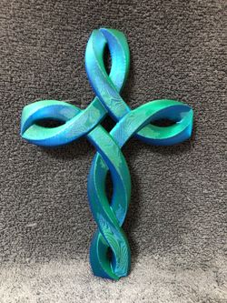 Celtic Cross Silk Blue & Green 3d Printed
