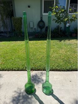 Set of 44" vintage italian chianti wine bottle modern, boho, Mediterranean, and vintage décor