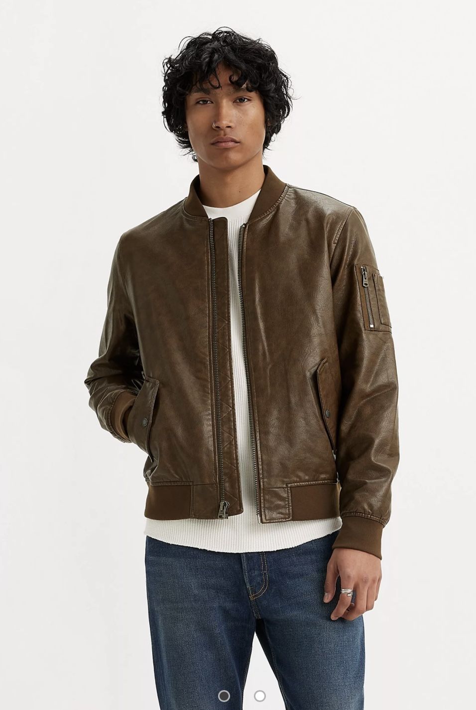 FAUX LEATHER VARSITY BOMBER JACKET