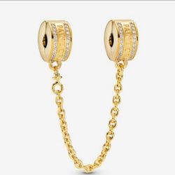 Gold Charm Clip For Pandora Bracelet And Cuff 