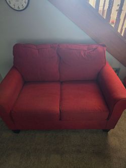 Red Fabric Love Seat Sofa Bed
