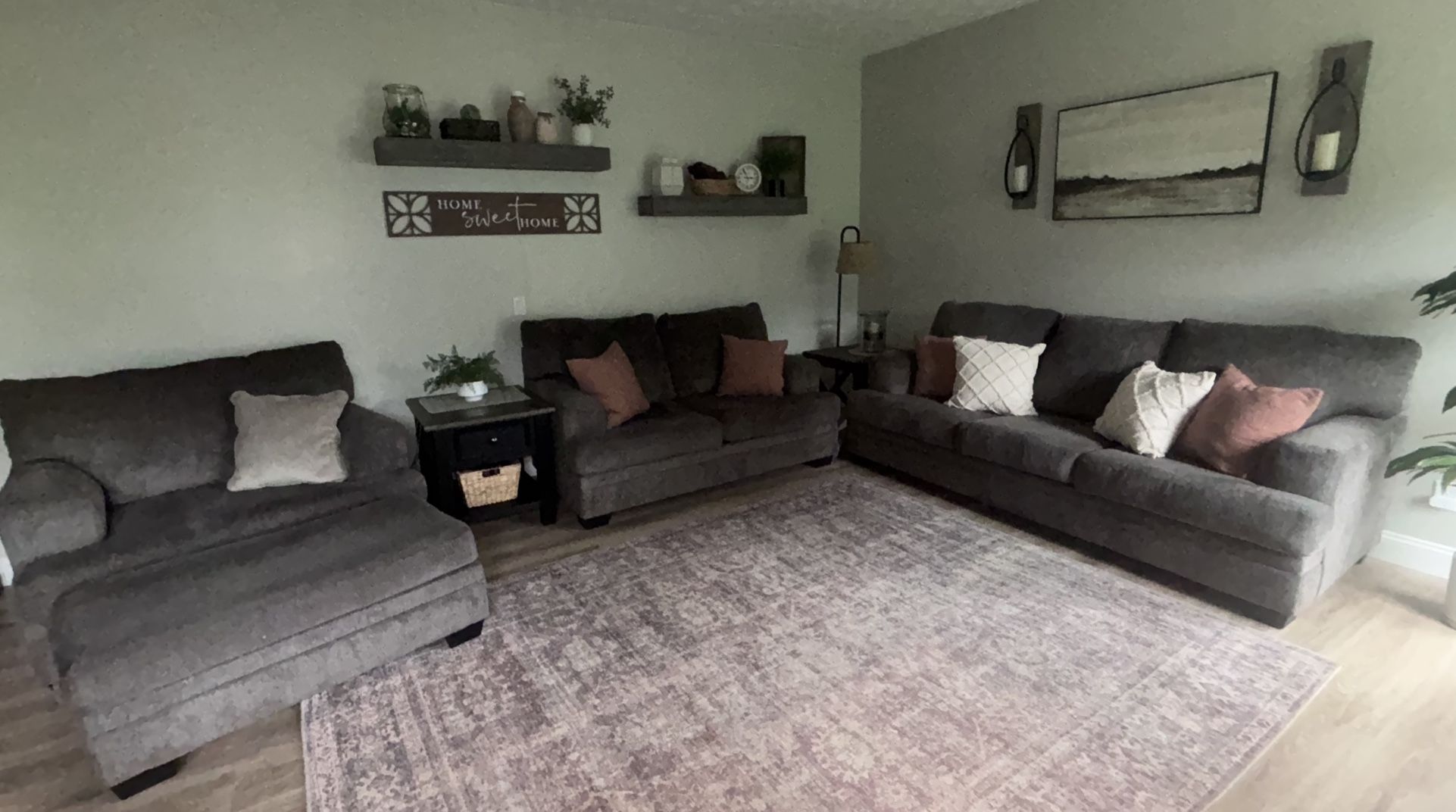 Ashley 4 Pc. Living Room Set Sofa Loveseat Oversized Chair Ottoman Grey