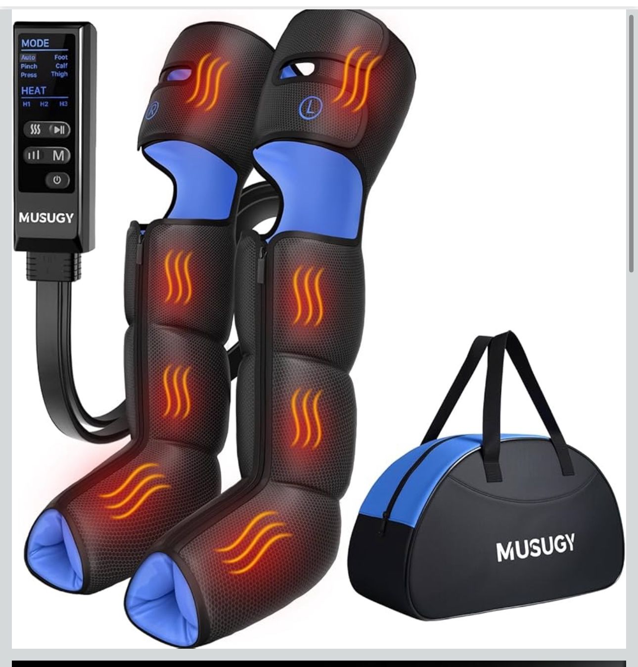 Leg Massager with Heat and Compression : Sequential Compression Boots with 6 Modes,9 Intensity and 3 Heat for Circulation and Pain Relief - Christmas