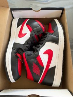 Air Jordan 1 Mid Black Red White Sneakers