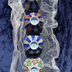 Multicolored Asian Soup, Rice or Dipping Bowls—Set of 4