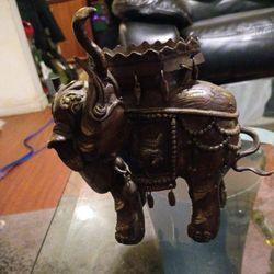 Antique Chinese Bronze Pagoda Bearing Elephant Sculpture 
