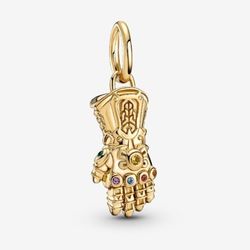 The Pandora Marvel The Avengers Infinity Gauntlet Dangle Charm is a 14K gold