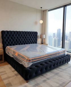 New Black King Bed + King Mattress