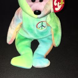 Peace (1996) Ty Beanie Baby Bear PE Pellets Authentic Super Rare Retired No swing tag errors Great Condition Collectible