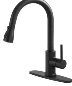 Kitchen Faucet Sprayer 3 mode Pull Down Sprayer Single Handle with Deck Plate  Matte Black