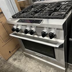 Stainless Steel Kitchen Aid Dual Fuel 36” Wide Range 