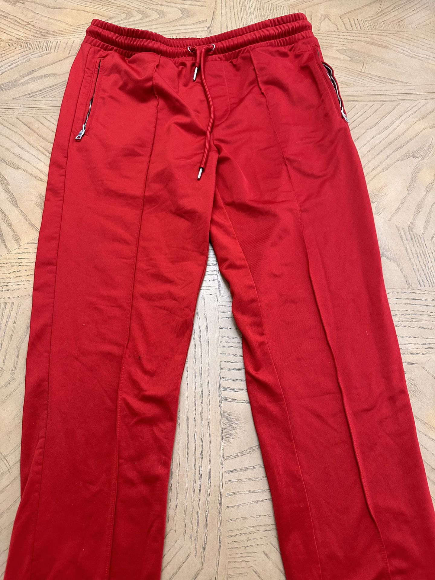 Men’s sweatpants/joggers red with silver zippers Size XL