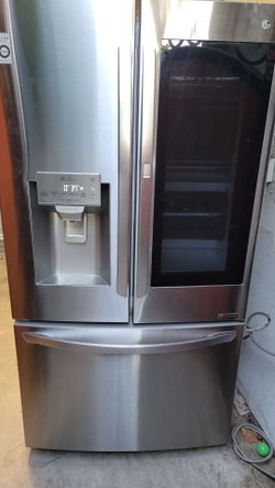LG REFRIGERATOR WITH INSTAVIEW DOOR NEW COMPRESSOR INSTALLED WORKS GREAT CAN DELIVER ANYWHERE