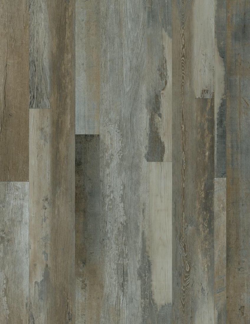TrafficMASTER Grey Distressed Wood Multi-Width Look 6 in. x 36 in. Peel and Stick Vinyl Plank (36 sq. ft. / case)
