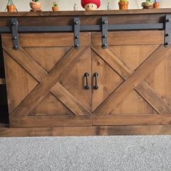 85" solid wood barn door tv stand