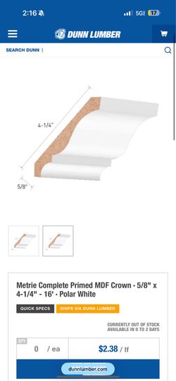 96’ Metrie Crown Molding