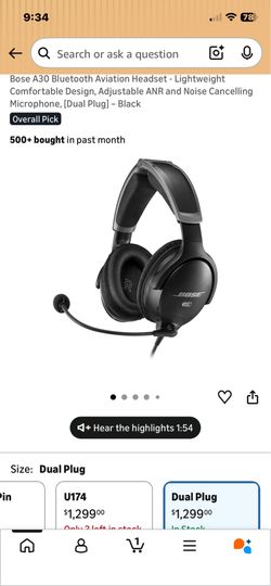 Bose A30 Bluetooth Aviation Headset