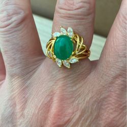 Jade Rings Gold Rings Jewelry Green Jade Rings Natural Jade Rings Jewelry Unisex 