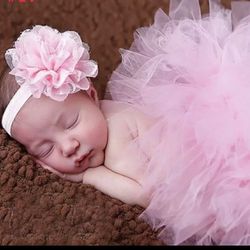 Size 0-3 month Baby Tutu Skirt With Matching Flower Headband Baby Photography Props Bow Girl Tulle Tutu Skirt And Hair Accessories