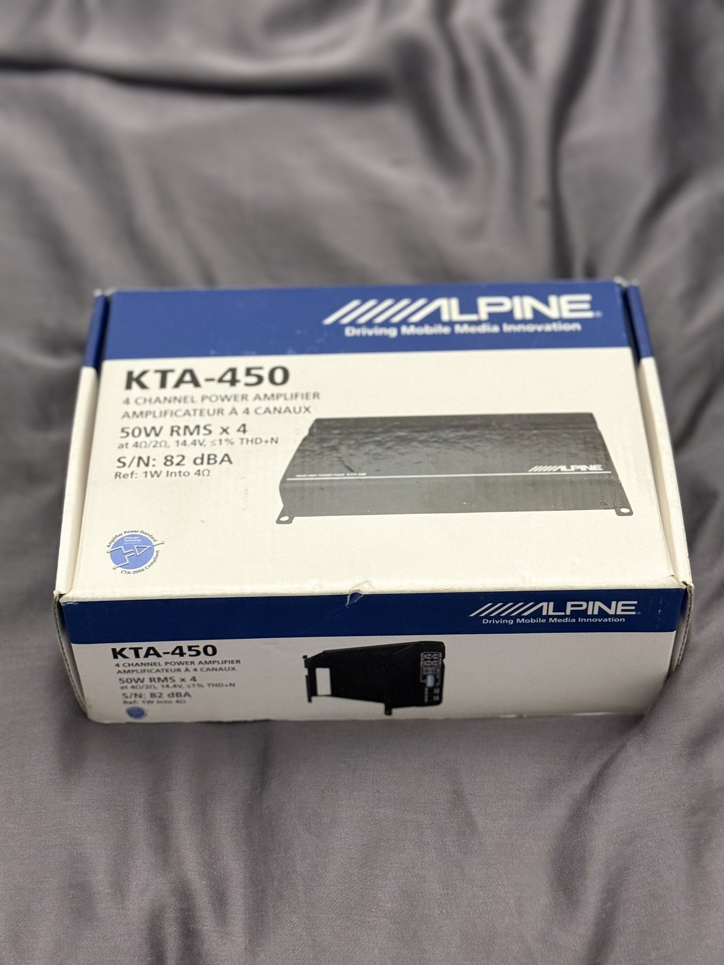 Used Alpine KTA-450 4 Channel Amplifier 50W x 4, Black