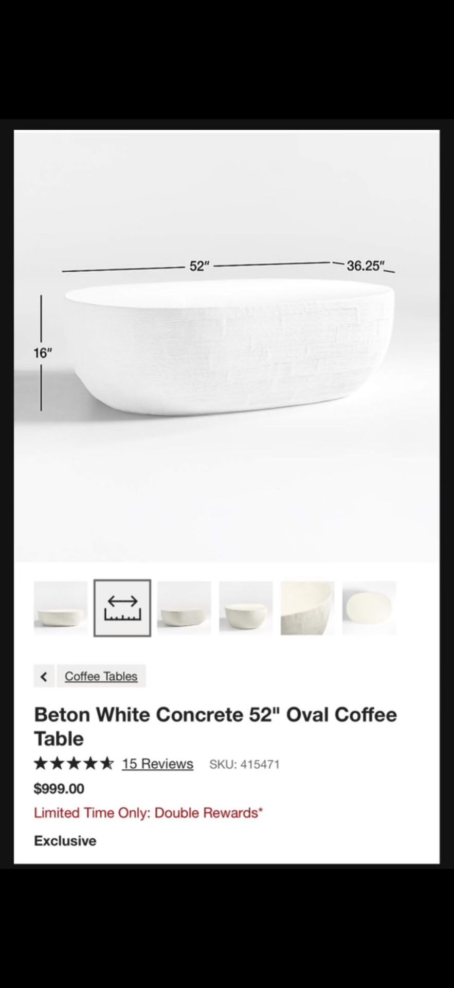 Oval Concrete Coffee Table