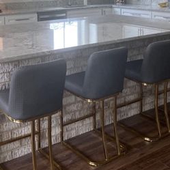 Bar  Stools  Set Of 4  Counter  Height 24  Color  Grey+gold