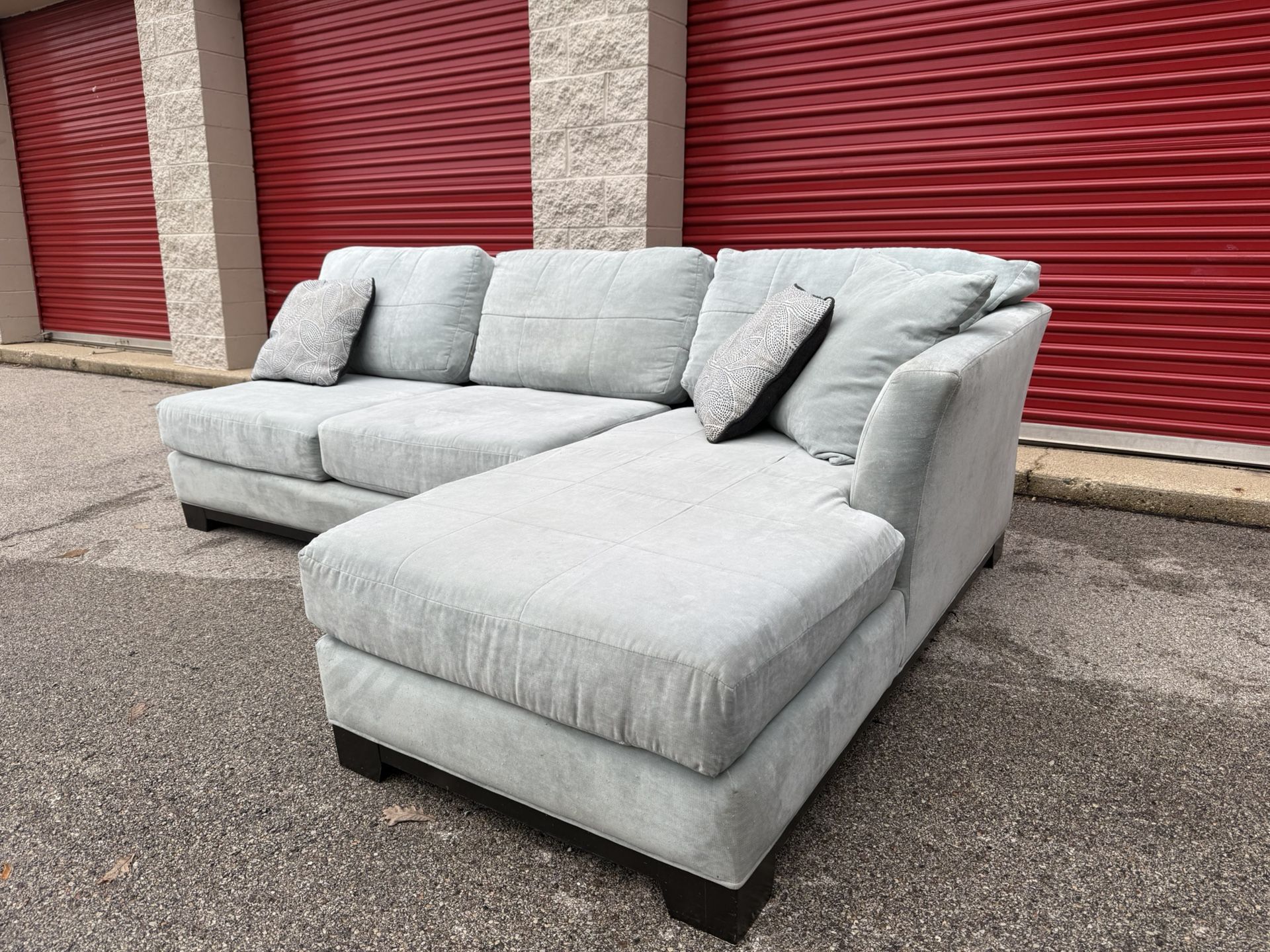 Light Blue-Gray / Teal Two-Piece Sectional Couch! ***Free CurbSide Delivery***