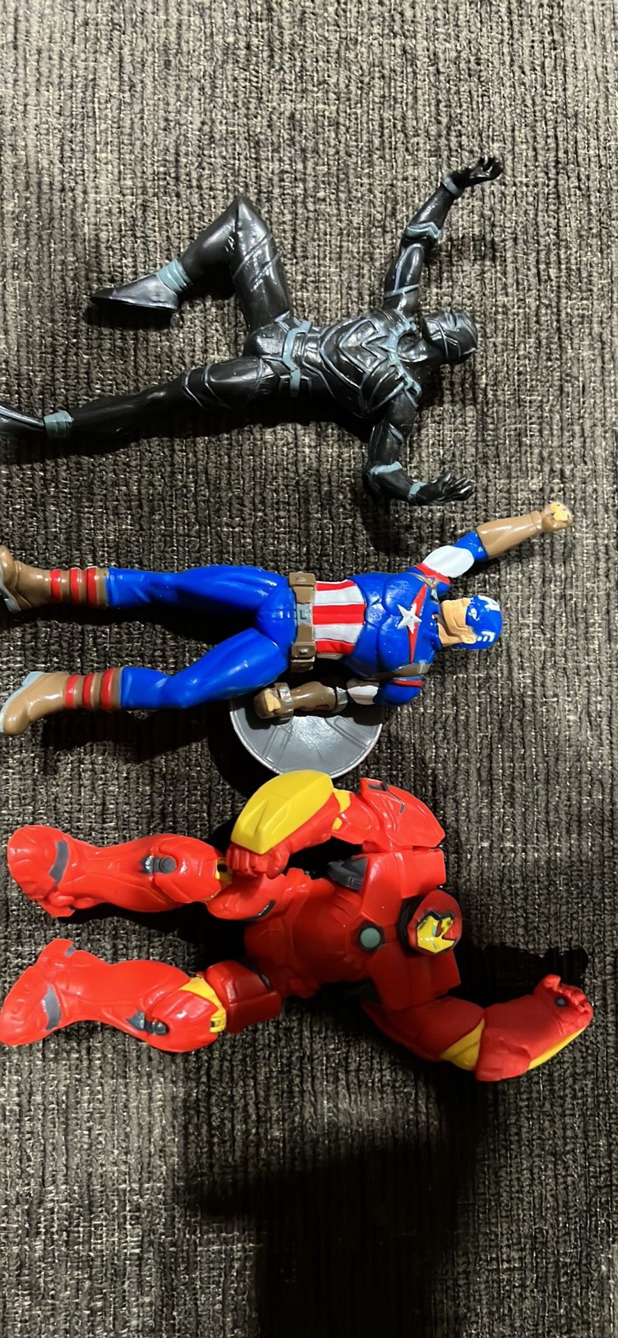 Marvel Avengers Stationary figures. Captain America, Black Panther, and Hulk Buster