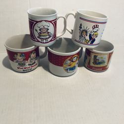 5 Vintage 1989,2002,2003 Campbells Soup/Coffee Mugs I mug made in Brazil 1 in Taiwan