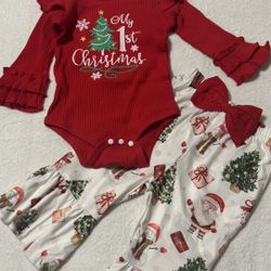 My First Christmas Outfit Baby Girl 