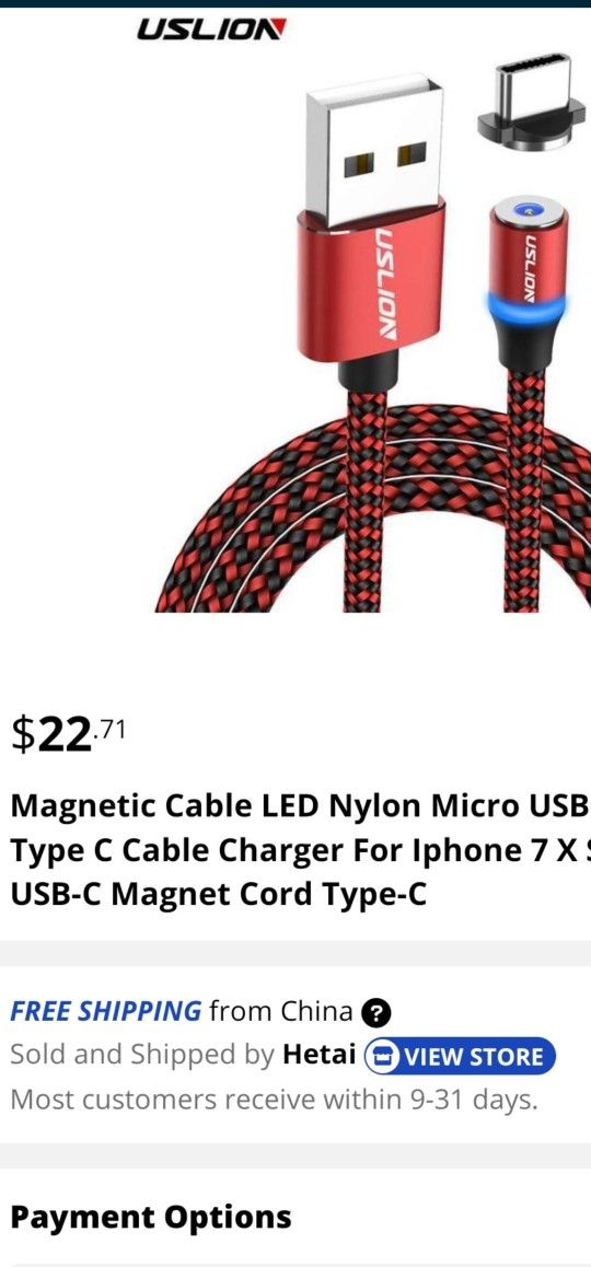 Magnetic Cable  USB 