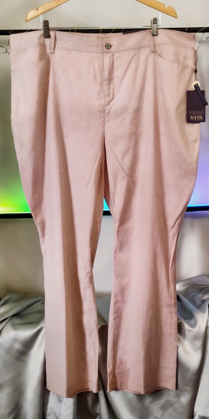 NYDJ Women’s Sand Stripe Straight Leg Trouser Pants 20W NWT