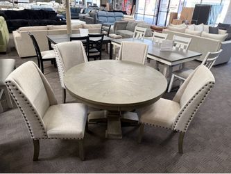 Solid oak round table sets