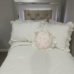 Modern Upholstered Bed Frame with LED Headboard (No Bedding)c