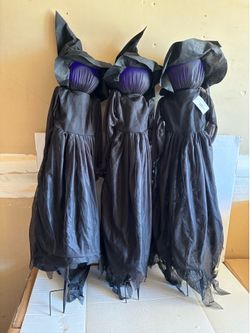 4 ft. Light Up Triple Witch On Metal Stakes Halloween Decoration
