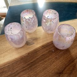 Set Of Pink Iridescent Glasses