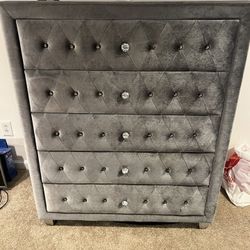 Grey Velvet Bedroom Set (items Can Be Sold Separately) 