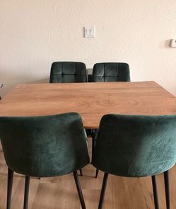 Wood Table and Velvet chairs
