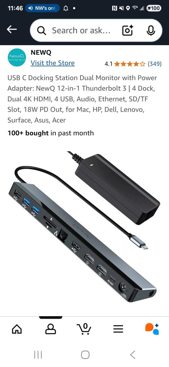 USBC Docking Station With Dual Monitor With Power Adapter