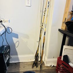 6 Vintage Fishing Poles USED