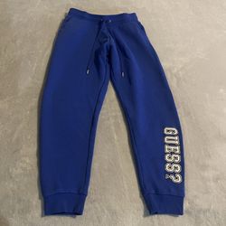 GUESS Mens Blue Logo Jogger Sweatpants Size Medium Casual Drawstring Pockets
