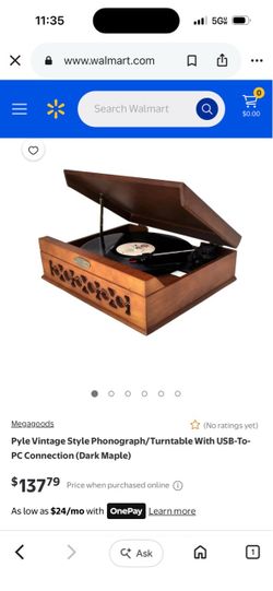 Pyle Vintage Wood Turntable Record Player