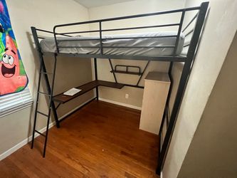 Full Size Loft with Desk, safety Guard Rails & Ladder