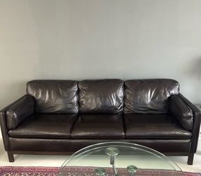 Macy’s coffee dark brown real leather sofa
