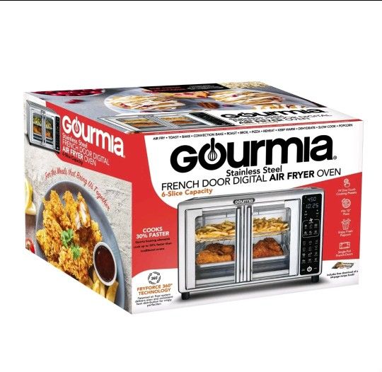 Gourmia French Door 6-Slice Digital Toaster Oven Air Fryer, 19 One-Touch Presets