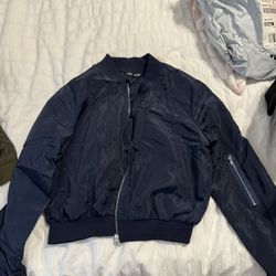 Used Navy Blue Bomber Jacket 