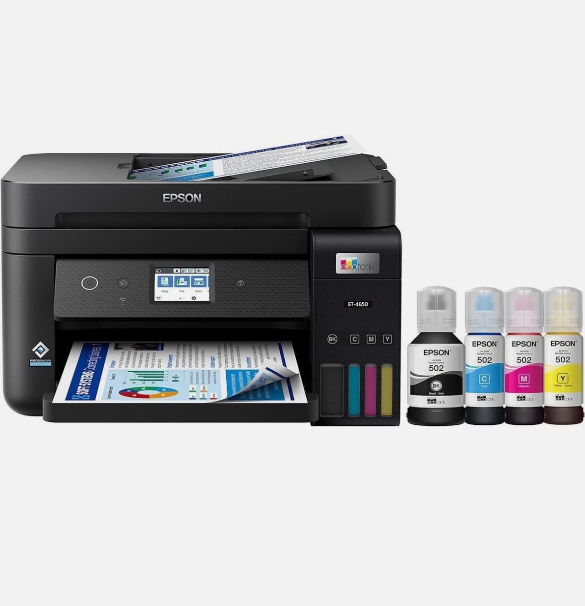 NEW Epson EcoTank ET-4850 Color Inkjet All-In-One Printer - Black