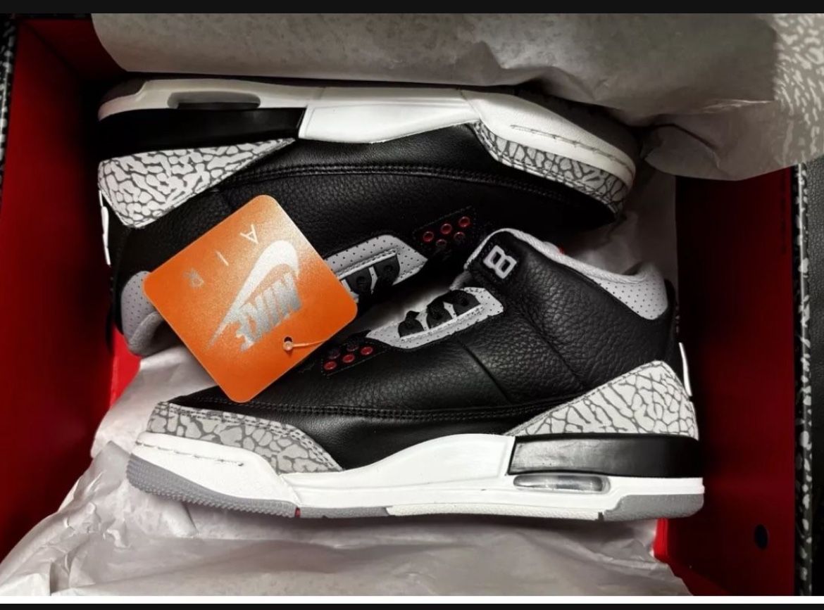 Nike Air Jordan 3 Retro 2024 Black Cement Size Mens 13 Brand New DS