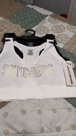 New Skechers 2 pack seamless 4 way stretch super soft tagless bra white & black